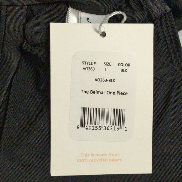 Andie The Belmar One Piece Black Tie Waist Swimwear Bathing Suit Size L New - Picture 12 of 12